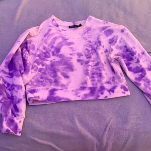 Nasty gal cropped crewneck, purple tie dye